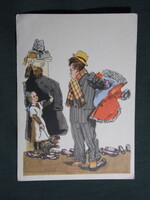 Képeslap,Oroszország,A. M. Kanyevszkij grafika,szeleburdi ember a Basszejnaja utcából vers,1963-