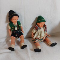 Antik tiroli népviseletes baba pár – 20 cm-es