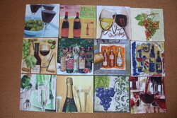 12 pcs of napkins Wine, grapes