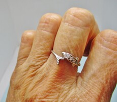 Elegant White Gold Dolphin Ring with Small Transparent Stones