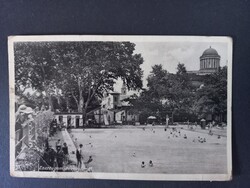 Esztergom – Fövenyfürdő, Bazilika a háttérben – régi képeslap  260829