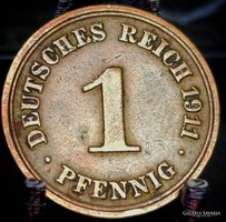 Németország 1 pfennig, 1911 Verdejel "F" - Stuttgart D04F2V