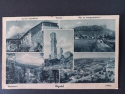 Nógrád – vár, turista menedékház, erdőrészlet és látkép – régi képeslap 260829