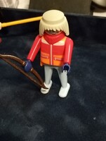 Vintage Playmobil síelő / téli sportoló figura (piros-narancs