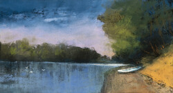 Pósa Ede - Tisza part 25 x 44 cm pasztell, papír