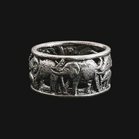 Ezüst elefánt gyűrű, 925 jelzett ezüst ékszer, különlegesség, kézzel készült, 59 méret