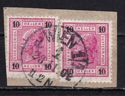 1899 Austria 10 heller Emperor Franz Joseph Stamped Postage Stamps Cut from Letter