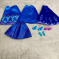 Blue Patterned Barbie Doll Skirts with Matching Shoes, Play Set