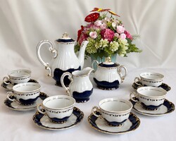 Zsolnay Pompadour II. cobalt blue-gold 6-person coffee set - 15 pieces - flawless