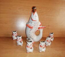 Orosz, hal formájú porcelán rövid italos készlet