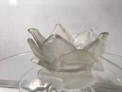 LÁMPABÚRA - RÓZSA - ÜVEG - 11 x 7 cm - FOGLALAT - 6 cm - RÉGI - EGYIK SZIROM FELE LETÖRT