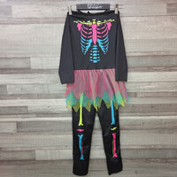 Black neon skeleton costume for girls, 5-7 years