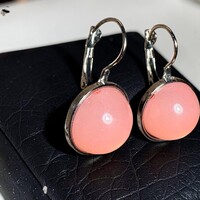 Retro akasztós pink fülbevaló, Vintage fülbevaló, régi ékszer 1970/80-as évekből, szép retro ékszer