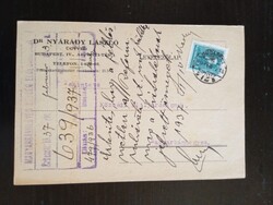 D210655  Levelezőlap 1937 Budapest – Magyarbánhegyes – Dr. Nyárády László ügyvéd – Végrehajtási ügy