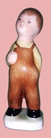 Vintage Art deco Bodrogkeresztúri Kertésznadrágos fiú mázas kerámia figura 13 cm a képek szerint