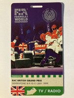 F1 Formula BELÉPŐKÁRTYA 1999 Silverstone F1 Formula One British Grand Prix