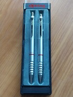 RARE! Vintage rOtring 400 Silver Ballpoint Pen and Pencil (Double-Push) Set - Original, Damaged Box