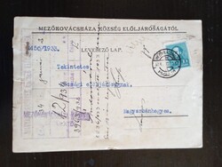 D210661 Mezőkovácsháza–Magyarbánhegyes 1933 – hivatalos levelezőlap, gyámsági ügy