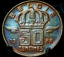 Belgium 50 centime, 1988 Flamand szöveg - 'Belgie' D08C5V