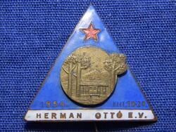 Herman Ottó E.V. (emlékverseny) 1954.VIII.19-20. - régi zománcozott jelvény (Tájfutás?)