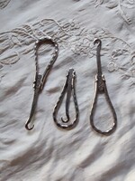 Antique Silver-Plated Folding Button Hook, 3 Pieces