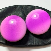 Retro bedugós pink fülbevaló, Vintage fülbevaló, régi ékszer 1970/80-as évekből, szép retro ékszer