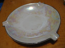 Retro hollóházi porcelán hamutál ritkaság, barnás lüszteres