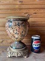 Antique Zsolnay family crest oil lamp body vase c1886