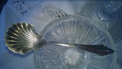Ezüstözött shell kagyló formájú dzsemes,cukoradagoló (vajhoz,fagylalthoz) kanál VMF, új állapot