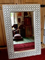 Indiai/marokkói stílusú csont berakásos (bone inlay) dekor tükör