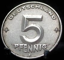 Német Demokratikus Köztársaság 5 pfennig, 1952 Verdejel "E" - Muldenhütten B02G4V