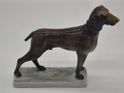 Zsolnay porcelain dog vizsla, beautiful rare dark color!