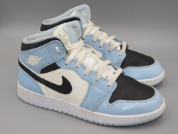 NIKE Air Jordan 1 Mid 'Ice Blue' bőr sportcipő, 38,5 -ös