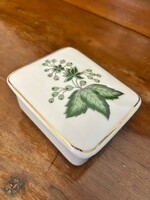 Hollóházi porcelán ékszertartó doboz / bonbonier (Erika mintás)
