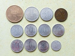 Németország NDK 12 db Különböző Érme 1 5 10 20 50 Pfennig 1 5 Márka 1965-1989
