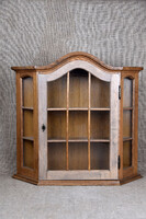 Hollóházi vintage wall display cabinet for collections with oak wood and glass Germany
