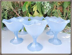 Beautiful Ice Blue, Aquamarine Color, French Dessert Glass Mug Set