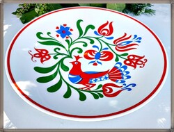 Rare Zsolnay Porcelain Wall Plate with Dove and Folk Flower Motifs