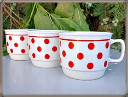 Red Dot Pattern, New Condition Zsolnay Porcelain Mugs