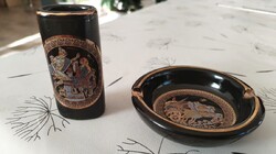 2 db-os aranyozott görög porcelán szett