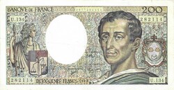 200 frank francs 1992 Montesquieu Franciaország Gyönyörű