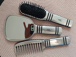 Eredeti Zepter Cosmetics 3 részes fésű, hajkefe és kézi tükör szett