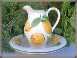 Stunning Large Lemon Pattern Faience Jug and Deep Plate Set
