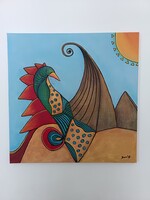Sivatagi illúzió_pop-szürrealista, figuratív absztrakt, akril festmény
