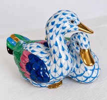 Herend pair of ducks 5036/VHB - blue scaly, gilded - hand-painted - flawless