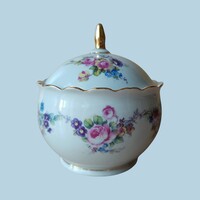 Hollóházi porcelán bonbonier / cukortartó – Hajnalka mintás, jelzett