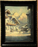 (K) Eduard Bauer-Bredt (1878-1939) : Alpesi városrészlet