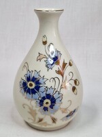Zsolnay dúsan aranyozott búzavirág mintás porcelán váza hibátlan állapotban 11 cm. magas