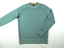 EREDETI HUGO BOSS (L) HOSSZÚ UJJÚ FÉRFI PASZTELL-ZÖLD GYAPJÚ PULÓVER