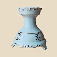 Hollóházi porcelán gyertyatartó – barokk stílusú, jelzett